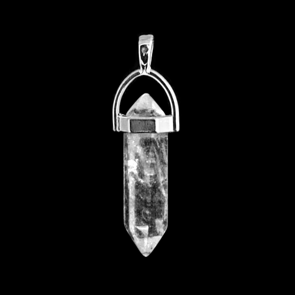 Χαλαζίας (Clear Quartz) φυσικός ημιπολύτιμος λίθος κρεμαστό εξαγωνικό πρίσμα διπλή αιχμή 40mm Πρίσμα Εξαγωνικό Κρεμαστοί Λίθοι