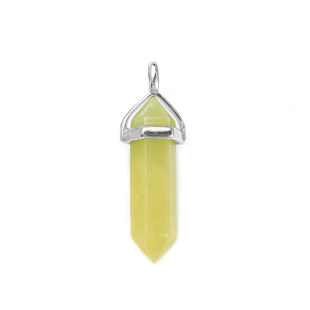 Χαλαζίας (Lemon Quartz) φυσικός ημιπολύτιμος λίθος κρεμαστό εξαγωνικό πρίσμα διπλή αιχμή 40mm Πρίσμα Εξαγωνικό Κρεμαστοί Λίθοι