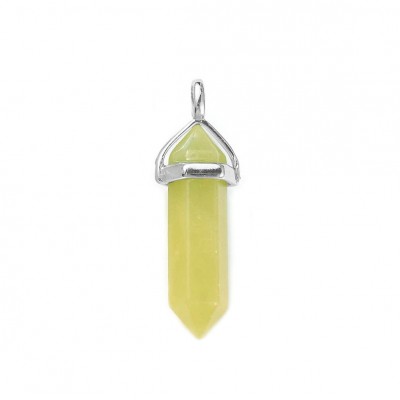 Χαλαζίας (Lemon Quartz) φυσικός ημιπολύτιμος λίθος κρεμαστό εξαγωνικό πρίσμα διπλή αιχμή 40mm