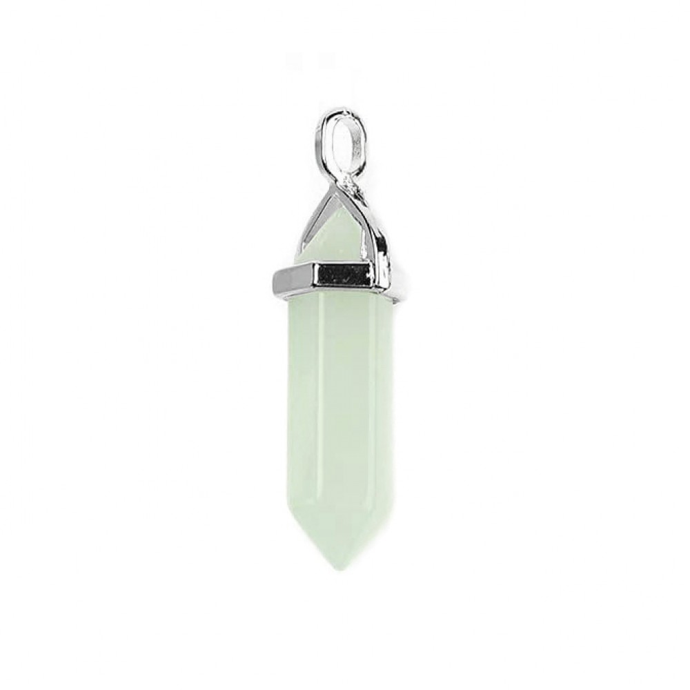 Χαλαζίας (Green Mint Quartz) φυσικός ημιπολύτιμος λίθος κρεμαστό εξαγωνικό πρίσμα διπλή αιχμή 40mm Πρίσμα Εξαγωνικό Κρεμαστοί Λίθοι