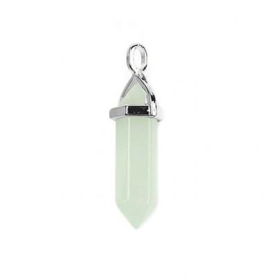 Χαλαζίας (Green Mint Quartz) φυσικός ημιπολύτιμος λίθος κρεμαστό εξαγωνικό πρίσμα διπλή αιχμή 40mm