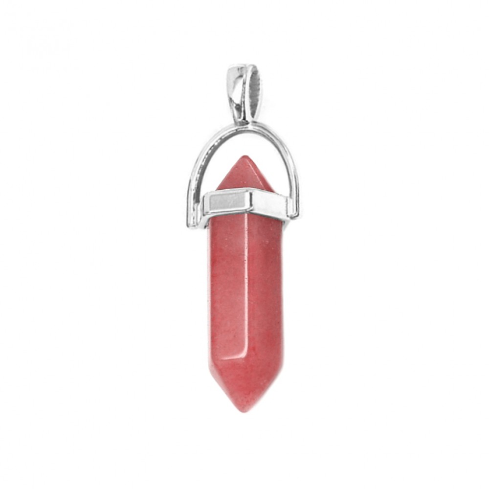 Ροδοχρωσίτης (Rhodochrosite) φυσικός ημιπολύτιμος λίθος κρεμαστό εξαγωνικό πρίσμα διπλή αιχμή 40mm Πρίσμα Εξαγωνικό Κρεμαστοί Λίθοι