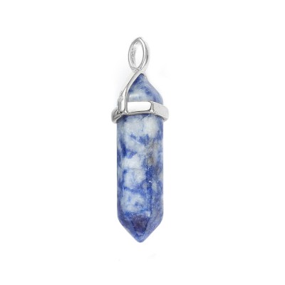 Σοδαλίτης (Sodalite light) φυσικός ημιπολύτιμος λίθος κρεμαστό εξαγωνικό πρίσμα διπλή αιχμή 40mm