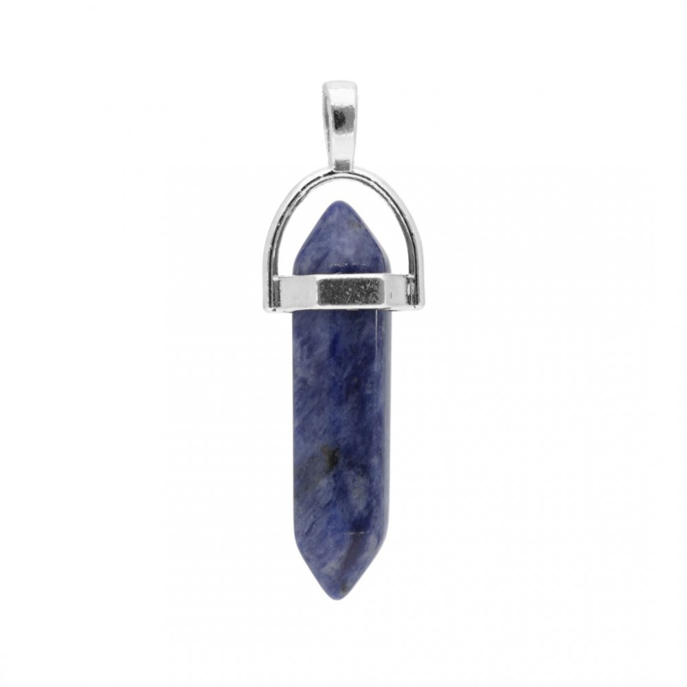 Σοδαλίτης (Sodalite dark) φυσικός ημιπολύτιμος λίθος κρεμαστό εξαγωνικό πρίσμα διπλή αιχμή 40mm Πρίσμα Εξαγωνικό Κρεμαστοί Λίθοι