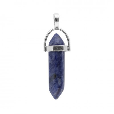 Σοδαλίτης (Sodalite dark) φυσικός ημιπολύτιμος λίθος κρεμαστό εξαγωνικό πρίσμα διπλή αιχμή 40mm