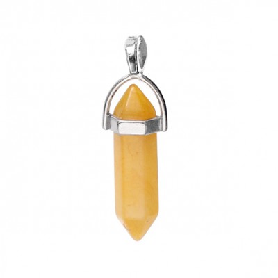 Τοπάζι κίτρινο (Topaz) φυσικός ημιπολύτιμος λίθος κρεμαστό εξαγωνικό πρίσμα διπλή αιχμή 40mm