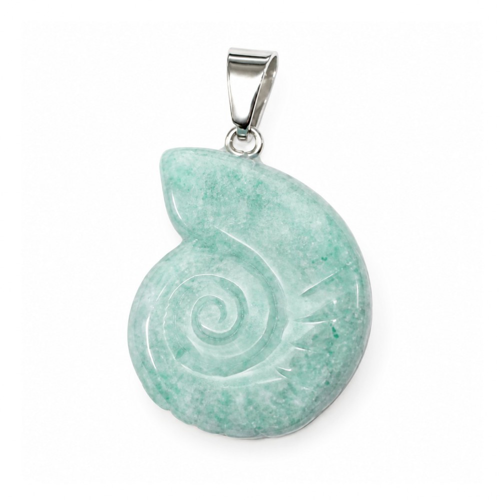 Αμαζονίτης (Amazonite) φυσικός ημιπολύτιμος λίθος κρεμαστός σε σχήμα κοχύλι Nautilus σκαλιστό 27x22mm Κοχύλι Κρεμαστοί Λίθοι