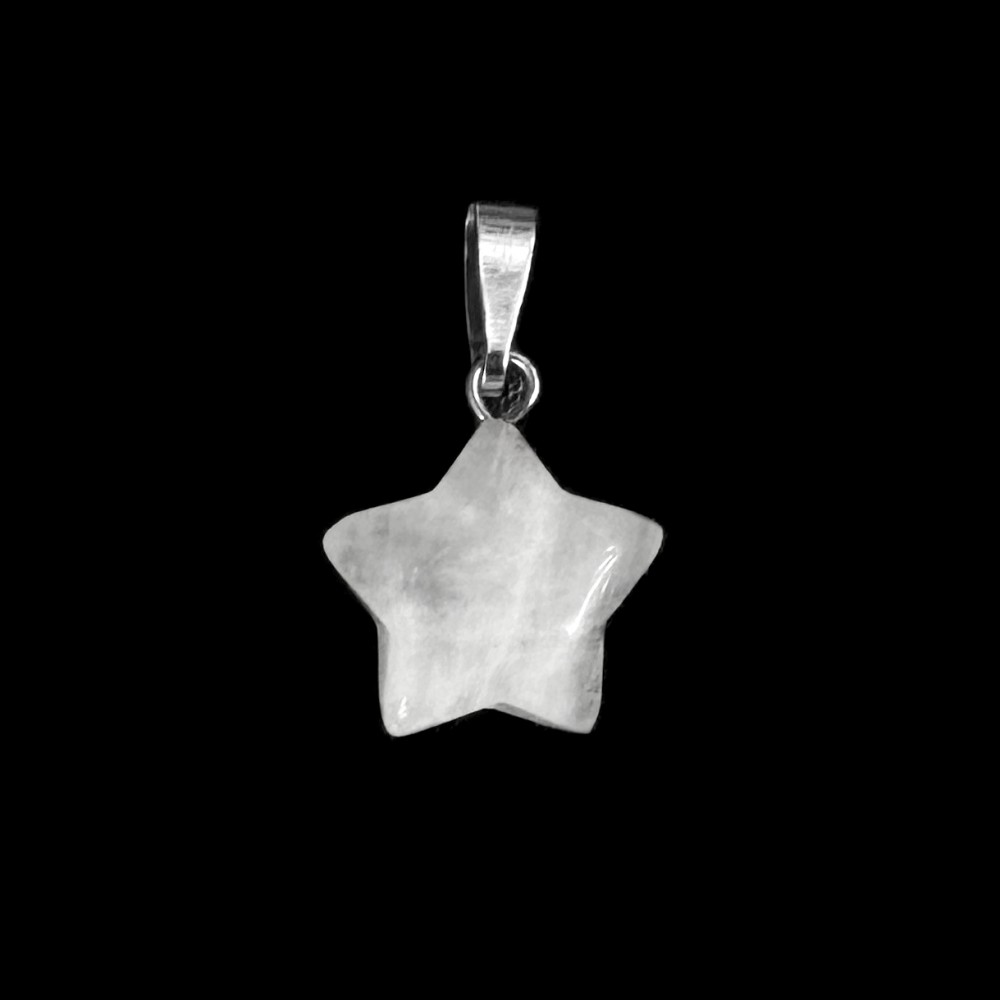 Φεγγαρόπετρα λευκή (Moonstone) φυσικός ημιπολύτιμος λίθος κρεμαστό αστέρι 15mm Αστέρι Κρεμαστοί Λίθοι