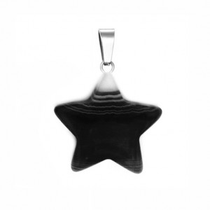 Agate black natural semi precious hanging stone star 20mm Star Shape Stones