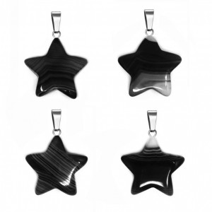 Agate black natural semi precious hanging stone star 20mm Star Shape Stones