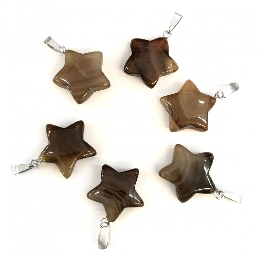 Agate Botswana brown natural semi precious hanging stone star 20mm Star Shape Stones