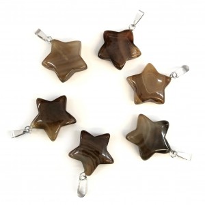 Agate Botswana brown natural semi precious hanging stone star 20mm Star Shape Stones