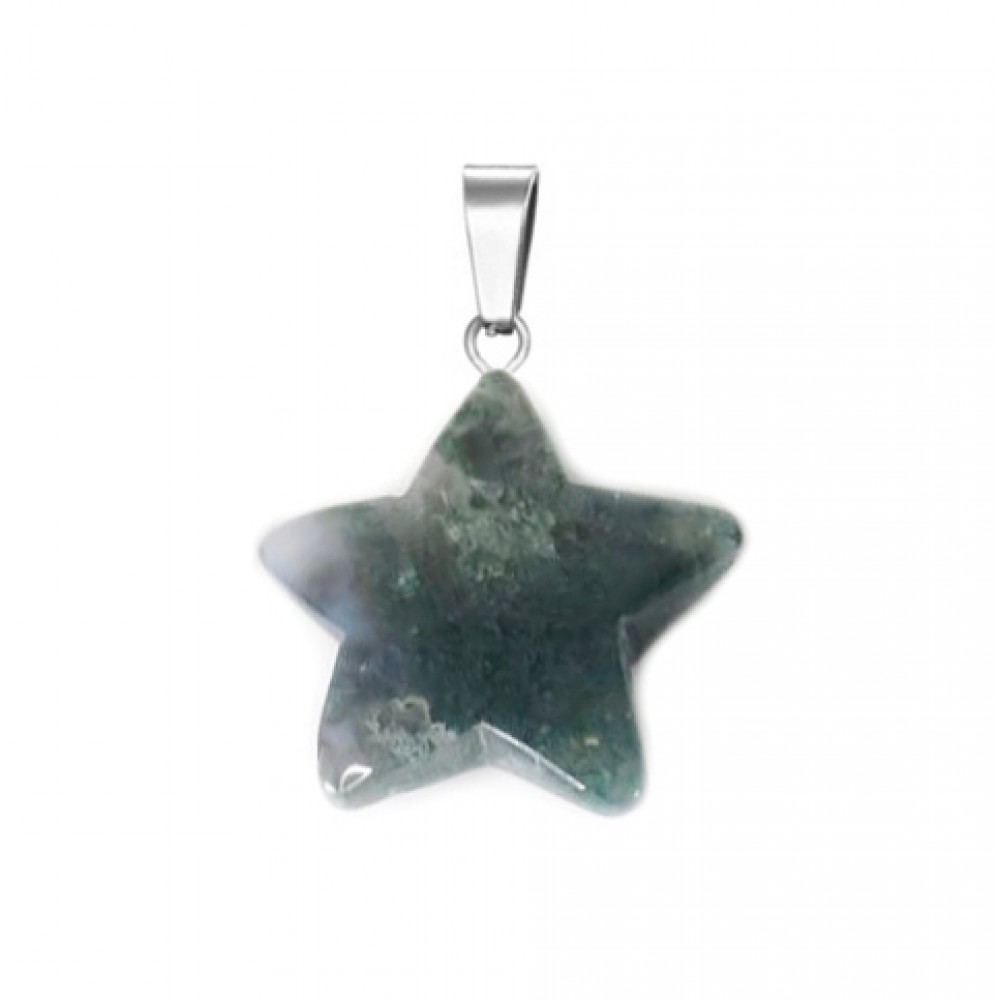 Moss Grass Agate natural semi precious hanging stone star 20mm Star Shape Stones