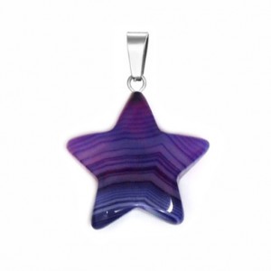 Αχάτης μωβ (Agate) φυσικός ημιπολύτιμος λίθος κρεμαστό αστέρι 20mm Αστέρι Κρεμαστοί Λίθοι