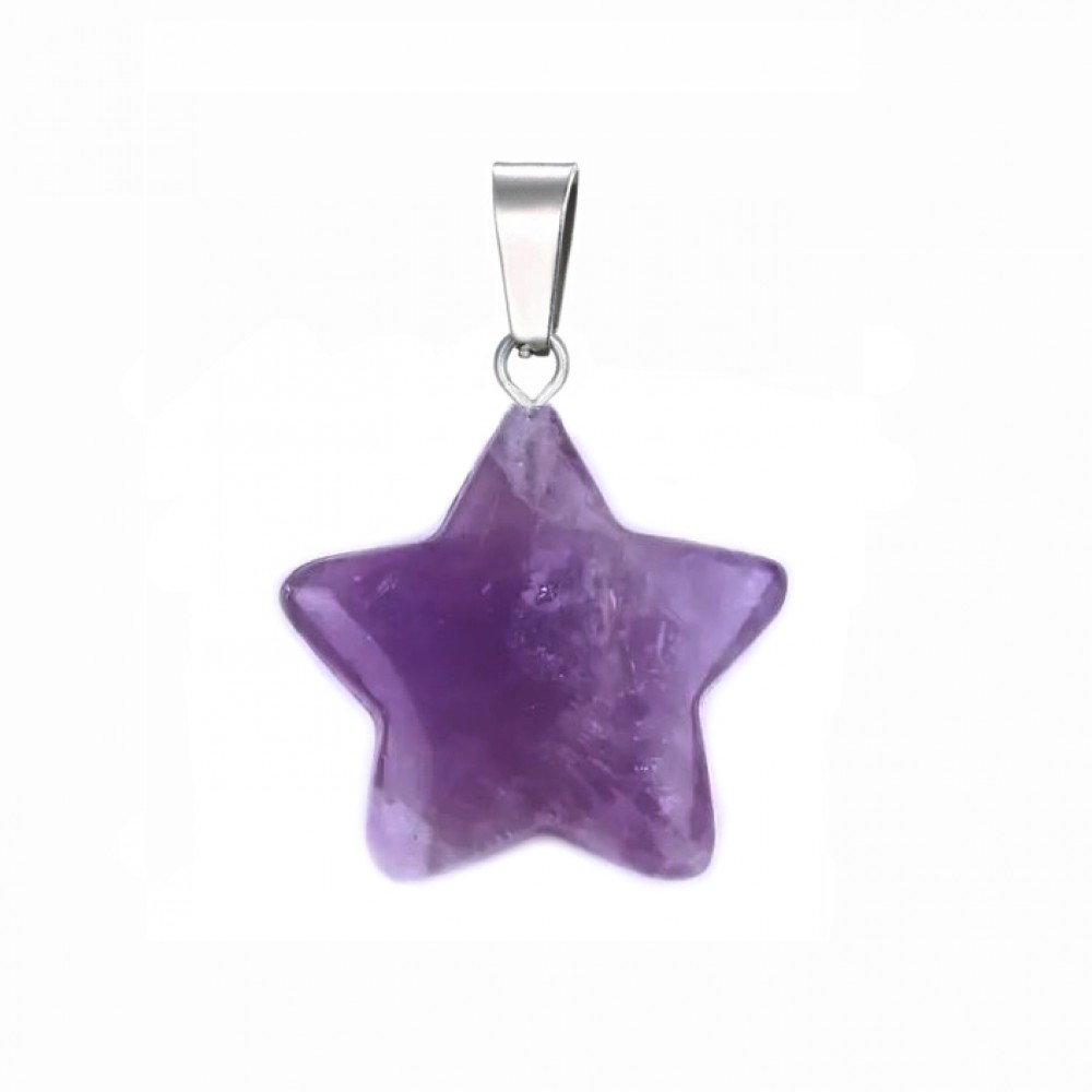 Amethyst natural semi precious hanging stone star 20mm Star Shape Stones