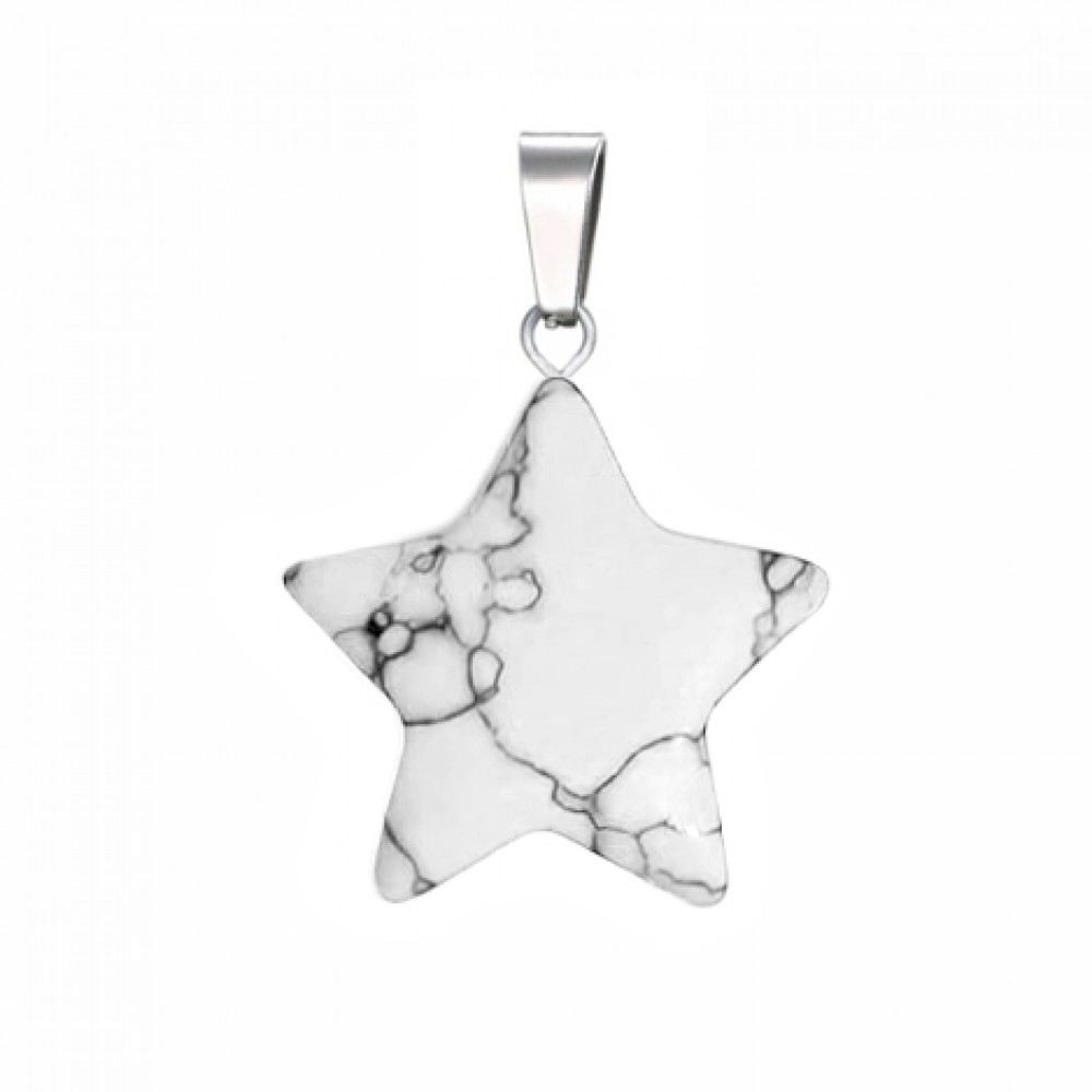 Howlite white natural semi precious hanging stone star 20mm Star Shape Stones