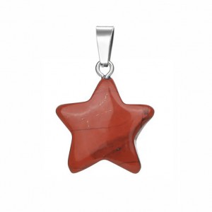 Ίασπις κόκκινος (Red Jasper) φυσικός ημιπολύτιμος λίθος κρεμαστό αστέρι 20mm Αστέρι Κρεμαστοί Λίθοι