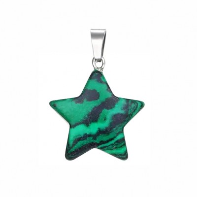 Μαλαχίτης πράσινος (Malachite) φυσικός ημιπολύτιμος λίθος κρεμαστό αστέρι 20mm