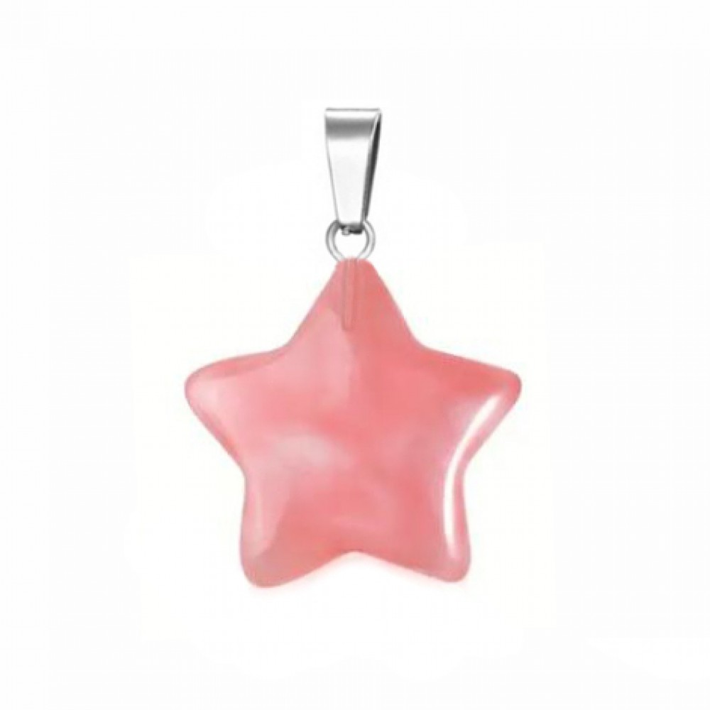 Χαλαζίας (Cherry Quartz) φυσικός ημιπολύτιμος λίθος κρεμαστό αστέρι 20mm Αστέρι Κρεμαστοί Λίθοι