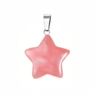 Χαλαζίας (Cherry Quartz) φυσικός ημιπολύτιμος λίθος κρεμαστό αστέρι 20mm