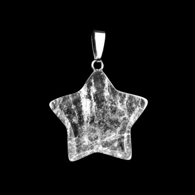 Χαλαζίας (Clear Quartz) φυσικός ημιπολύτιμος λίθος κρεμαστό αστέρι 20mm