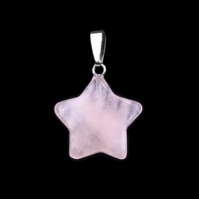 Χαλαζίας ροζ (Rose Quartz) φυσικός ημιπολύτιμος λίθος κρεμαστό αστέρι 20mm