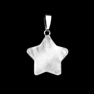 Χαλαζίας λευκός (White Quartz) φυσικός ημιπολύτιμος λίθος κρεμαστό αστέρι 20mm