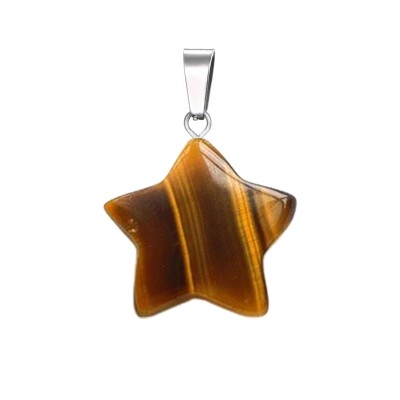 Μάτι της Τίγρης (Tiger Eye) φυσικός ημιπολύτιμος λίθος κρεμαστό αστέρι 20mm