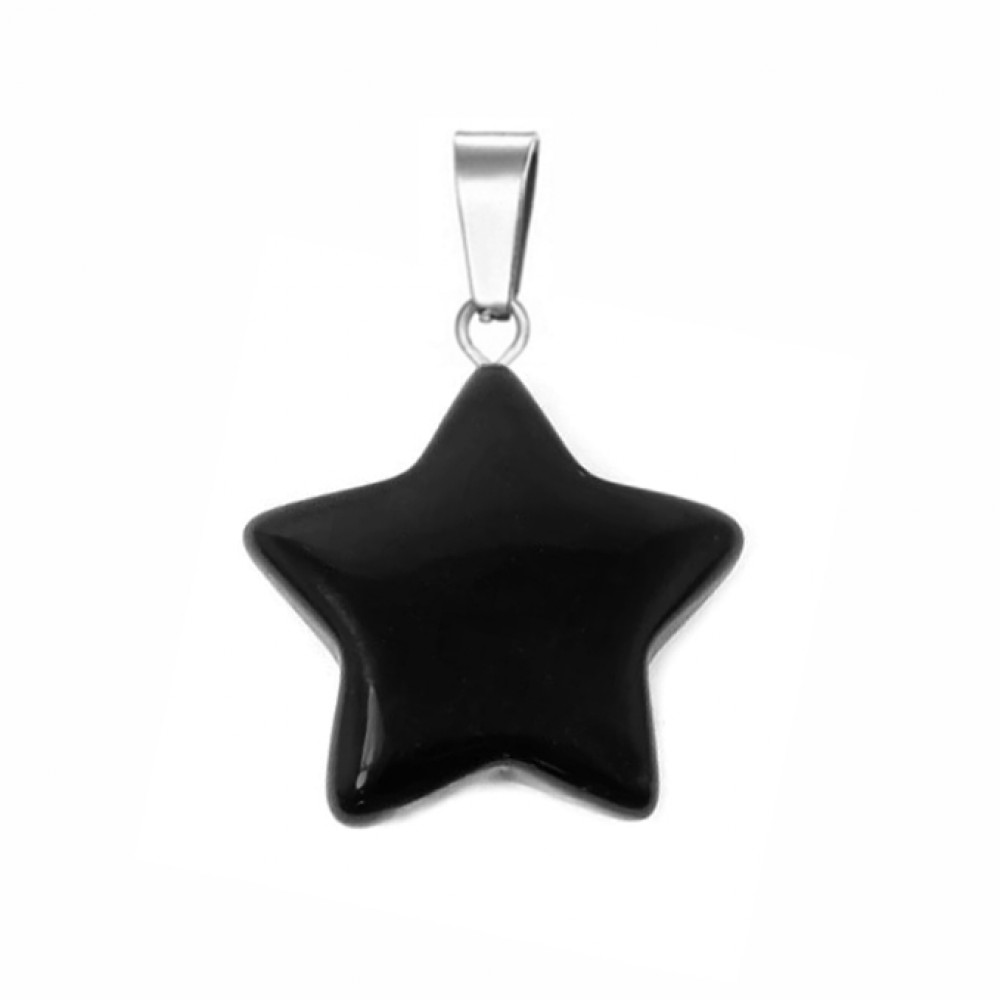 Tourmaline black natural semi precious hanging stone star 20mm Star Shape Stones