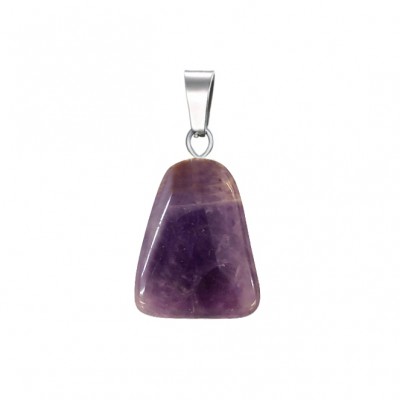 Αμέθυστος (Amethyst) φυσικός ημιπολύτιμος λίθος κρεμαστός σε σχήμα τραπέζιο 22x17mm