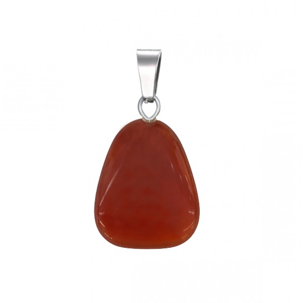 Κορνεόλη (Carnelian) φυσικός ημιπολύτιμος λίθος κρεμαστός σε σχήμα τραπέζιο 22x17mm Τραπέζιο Κρεμαστοί Λίθοι