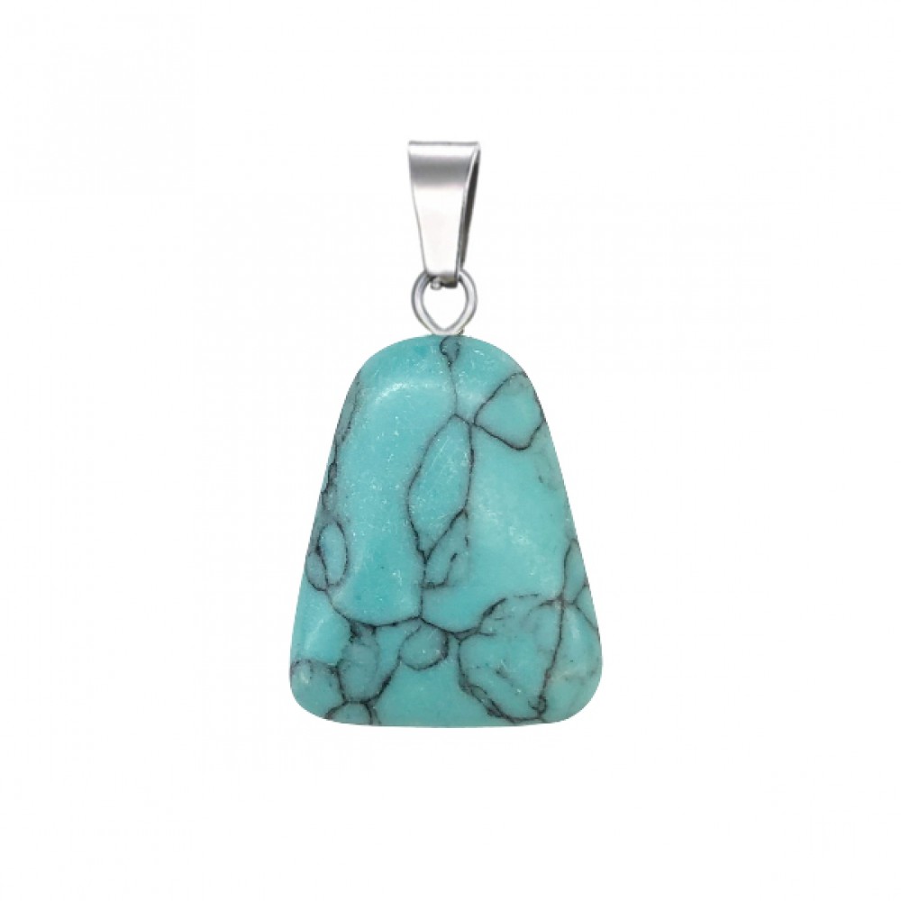Τυρκουάζ Χαολίτης (Turqoise Howlite) φυσικός ημιπολύτιμος λίθος κρεμαστό σε σχήμα τραπέζιο 22x17mm Τραπέζιο Κρεμαστοί Λίθοι