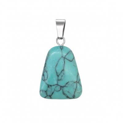 Τυρκουάζ Χαολίτης (Turqoise Howlite) φυσικός ημιπολύτιμος λίθος κρεμαστό σε σχήμα τραπέζιο 22x17mm