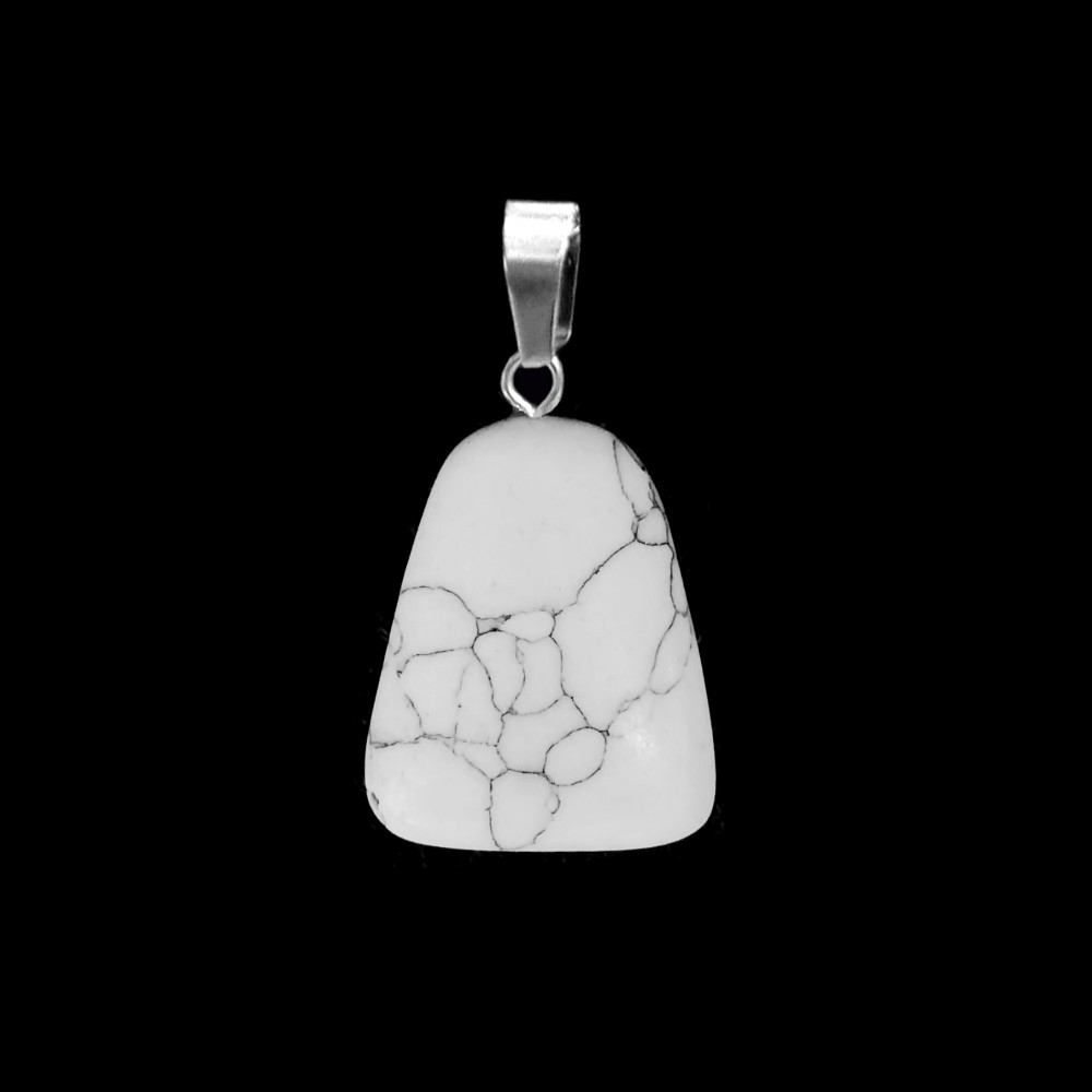 Χαολίτης λευκός (white Howlite) φυσικός ημιπολύτιμος λίθος κρεμαστό σε σχήμα τραπέζιο 22x17mm Τραπέζιο Κρεμαστοί Λίθοι
