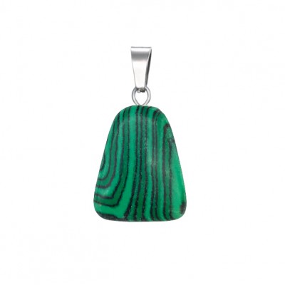 Μαλαχίτης πράσινος (Malachite) φυσικός ημιπολύτιμος λίθος κρεμαστό σε σχήμα τραπέζιο 22x17mm