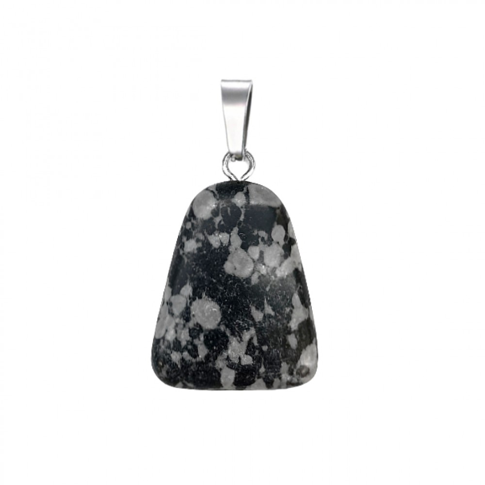 Οψιδιανός Χιονονιφάδα (Obsidian Snowflake) φυσικός ημιπολύτιμος λίθος κρεμαστό σε σχήμα τραπέζιο 22x17mm Τραπέζιο Κρεμαστοί Λίθοι