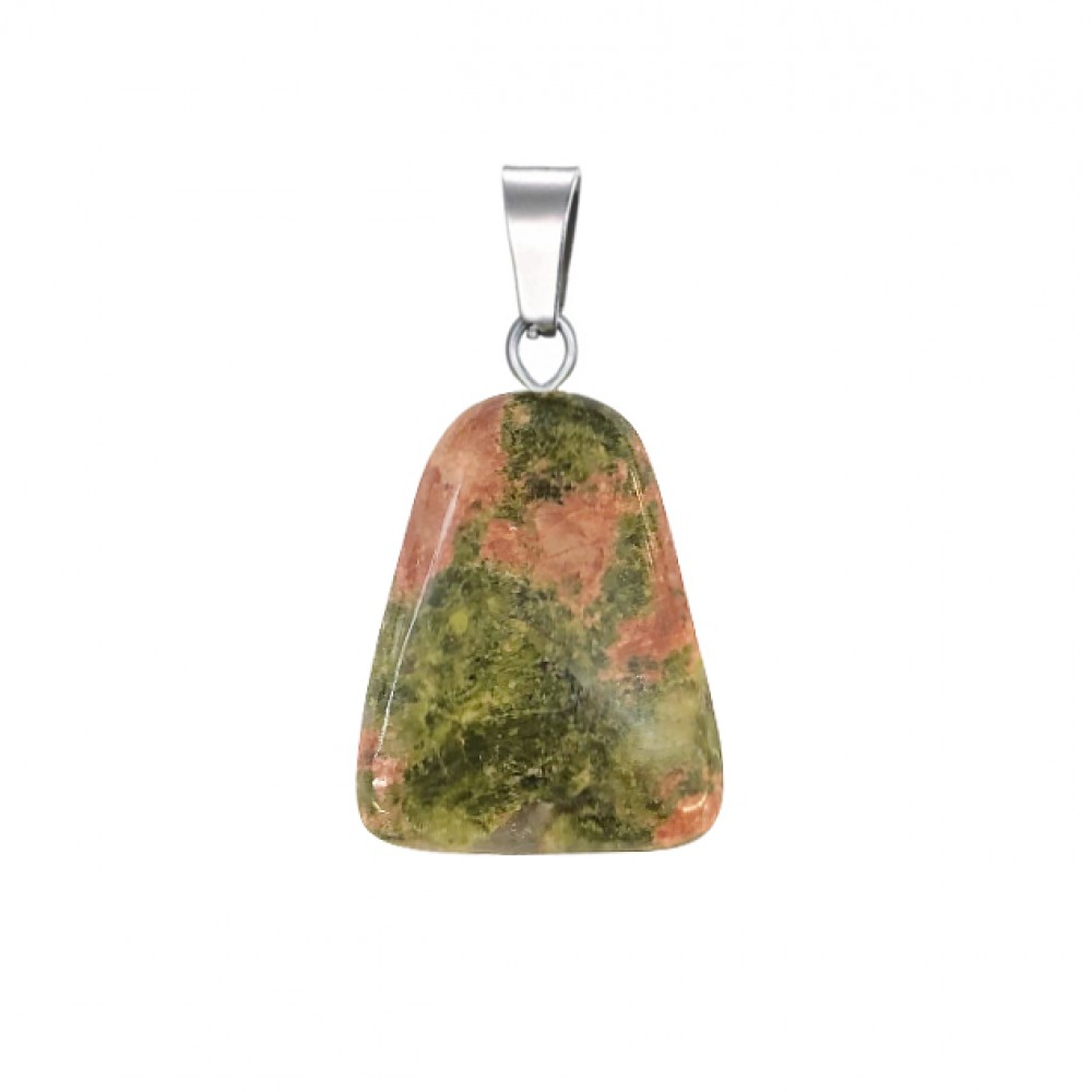 Ουνακίτης (Unakite) φυσικός ημιπολύτιμος λίθος κρεμαστό σε σχήμα τραπέζιο 22x17mm Τραπέζιο Κρεμαστοί Λίθοι