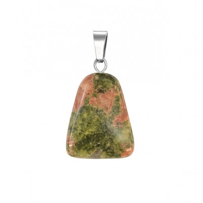 Ουνακίτης (Unakite) φυσικός ημιπολύτιμος λίθος κρεμαστό σε σχήμα τραπέζιο 22x17mm