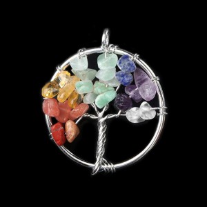 7 Chakras φυσικοί ημιπολύτιμοι λίθοι σε χειροποίητο Δέντρο της Ζωής κρεμαστό 30mm Δέντρο της Ζωής Κρεμαστοί Λίθοι
