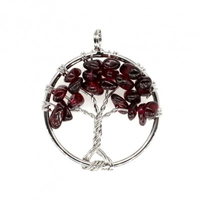 Γρανάτης (Garnet) φυσικοί ημιπολύτιμοι λίθοι σε χειροποίητο Δέντρο της Ζωής κρεμαστό 30mm