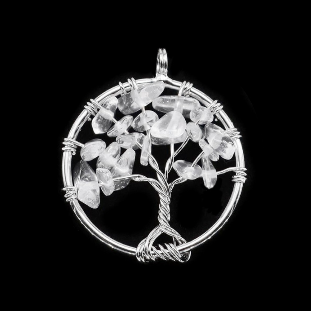 Χαλαζίας (Clear White Quartz) φυσικοί ημιπολύτιμοι λίθοι σε χειροποίητο Δέντρο της Ζωής κρεμαστό 30mm Δέντρο της Ζωής Κρεμαστοί Λίθοι