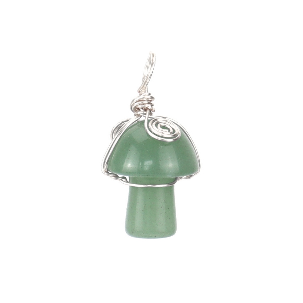 Aventurine green natural semi precious hanging stone mushroom wrapped wire 20x15mm Other Shape Stones