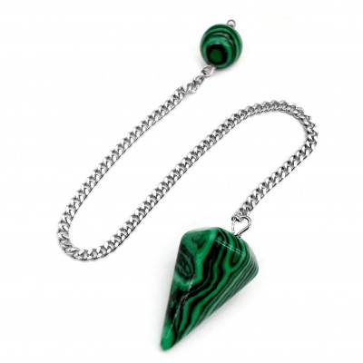 Εκκρεμές Μαλαχίτης πράσινος (Malachite) εξαγωνικός φυσικός ημιπολύτιμος λίθος