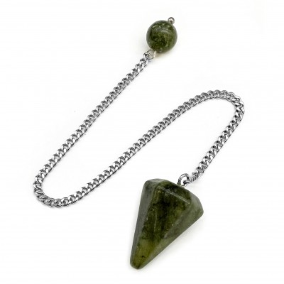 Εκκρεμές Νεφρίτης (Nephrite) εξαγωνικός φυσικός ημιπολύτιμος λίθος