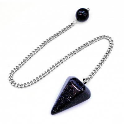 Εκκρεμές Χρυσόλιθος μπλε (blue Sandstone) εξαγωνικός φυσικός ημιπολύτιμος λίθος