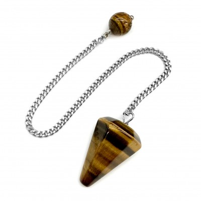 Εκκρεμές Μάτι της Τίγρης (Tiger Eye) εξαγωνικός φυσικός ημιπολύτιμος λίθος