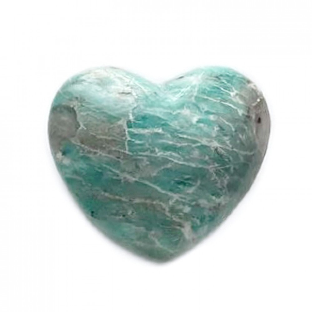 Αμαζονίτης (Amazonite) φυσικός ημιπολύτιμος λίθος σε σχήμα καρδιά 6cm Λίθοι Χώρου