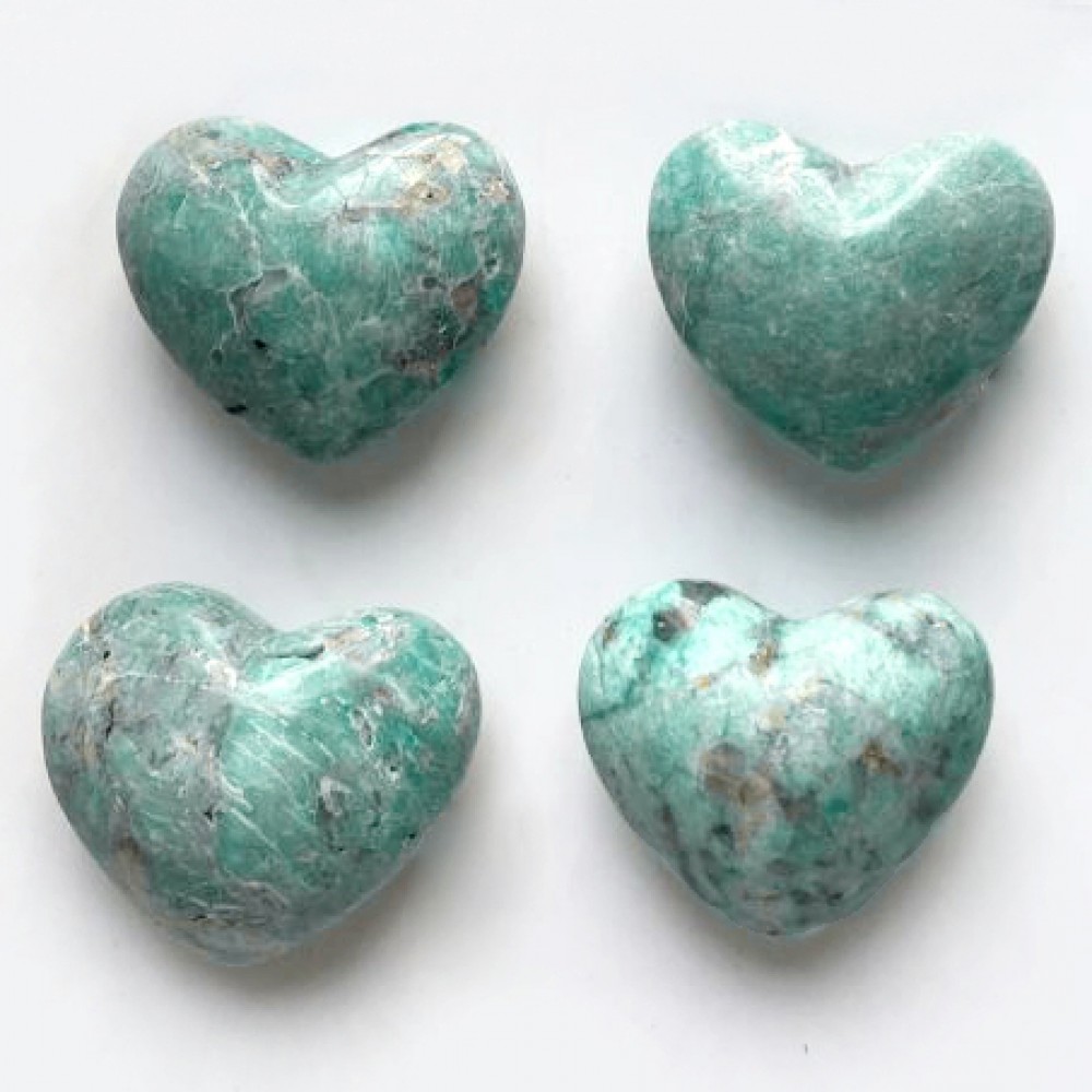 Αμαζονίτης (Amazonite) φυσικός ημιπολύτιμος λίθος σε σχήμα καρδιά 6cm Λίθοι Χώρου