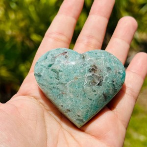 Αμαζονίτης (Amazonite) φυσικός ημιπολύτιμος λίθος σε σχήμα καρδιά 6cm Λίθοι Χώρου