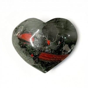 Αιματόπετρα (African Bloodstone) φυσικός ημιπολύτιμος λίθος σε σχήμα καρδιά 5∽6cm Λίθοι Χώρου